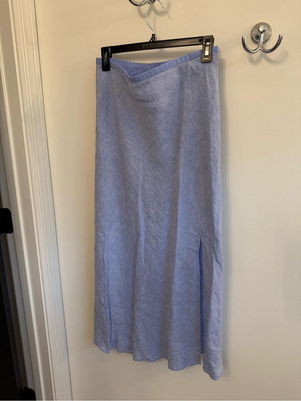 JCrew linen  Blue Midi Skirt - Elegant A-Line Panel